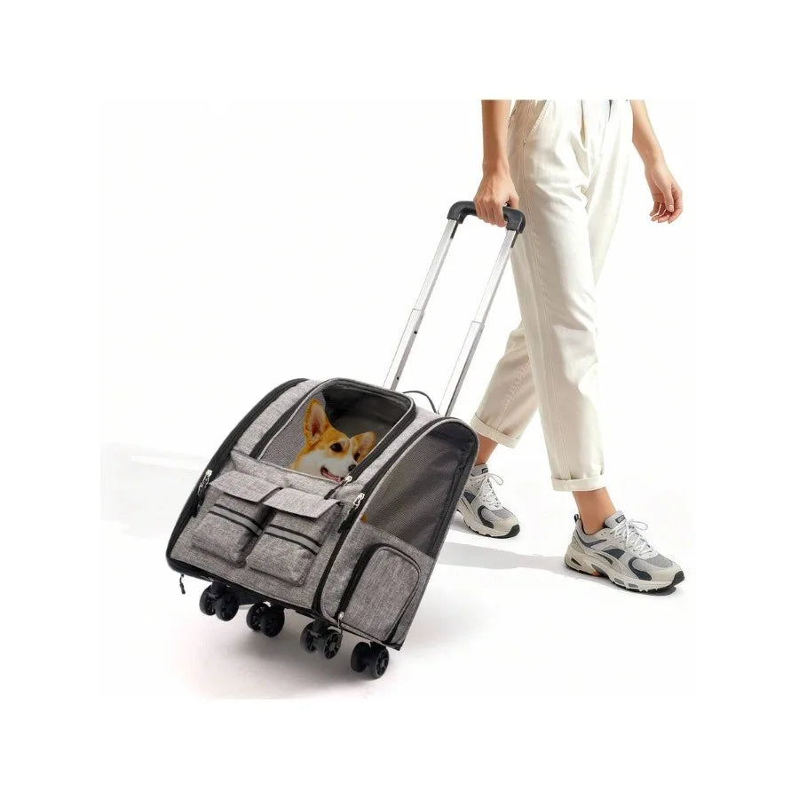 2in1 Trolley Cat Carrier With Wheels Airline Approved