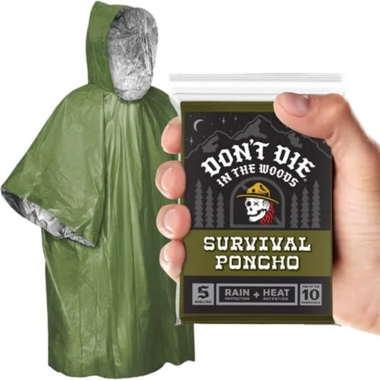 Rain And Heat Emergency Poncho Wearable Mylar Blanket Survival
