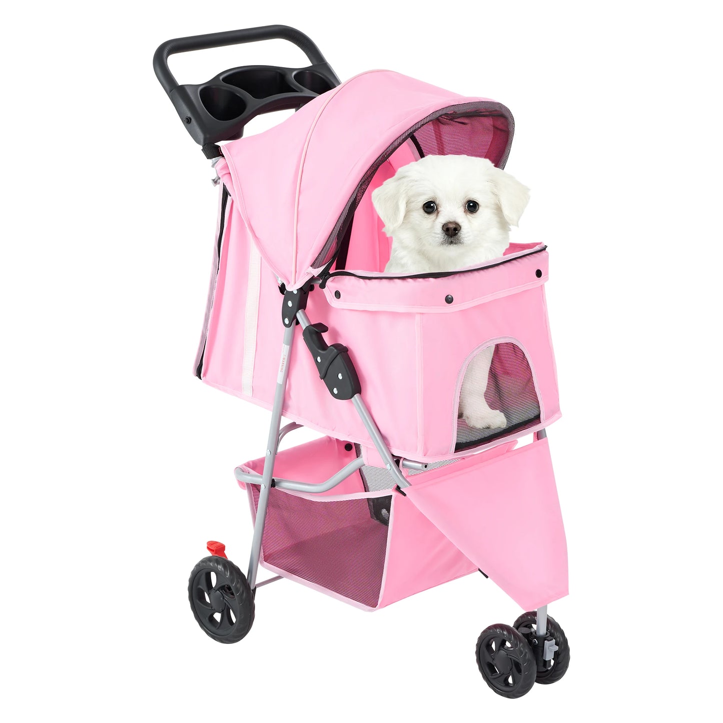 JHK 3-Wheel Foldable Pet Stroller With Mesh Windows