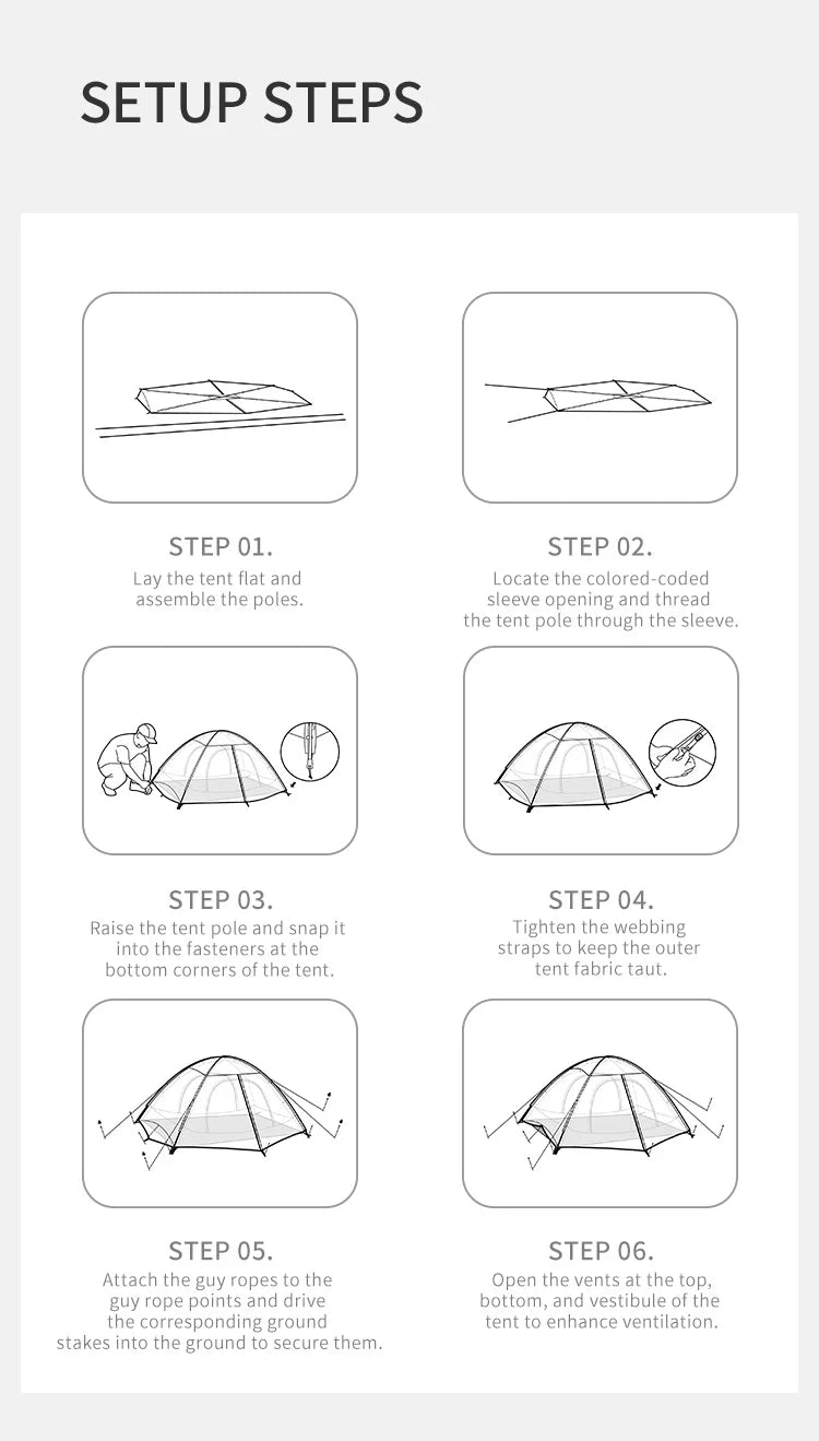 Naturehike Giling Pro 4 Seasons Dome Hiking Tent Camping Gear