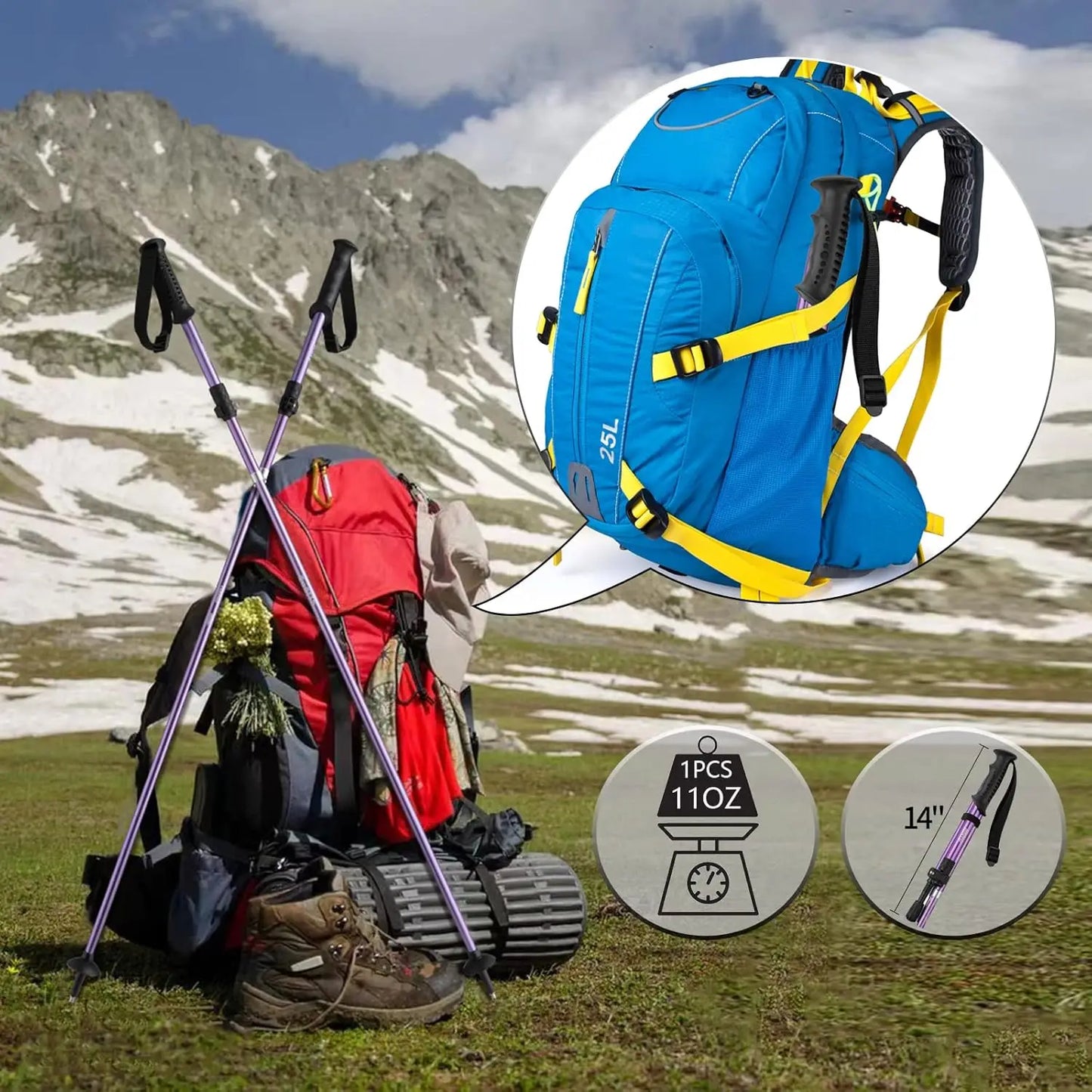 AISUN Outdoor Lightweight Adjustable Trekking Poles For Hiking