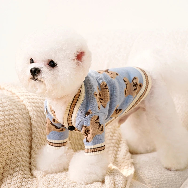 Striped Cotton Cardigan Sweater For Small Dogs And Kittens