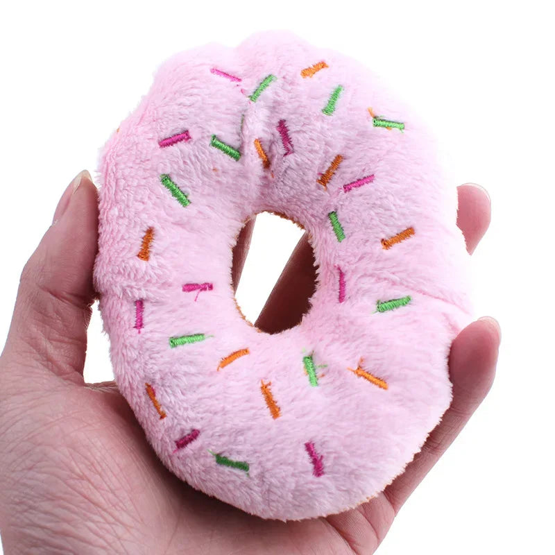 PetMundo Soft Plush Donuts Dog Toy With Squeaker Sound