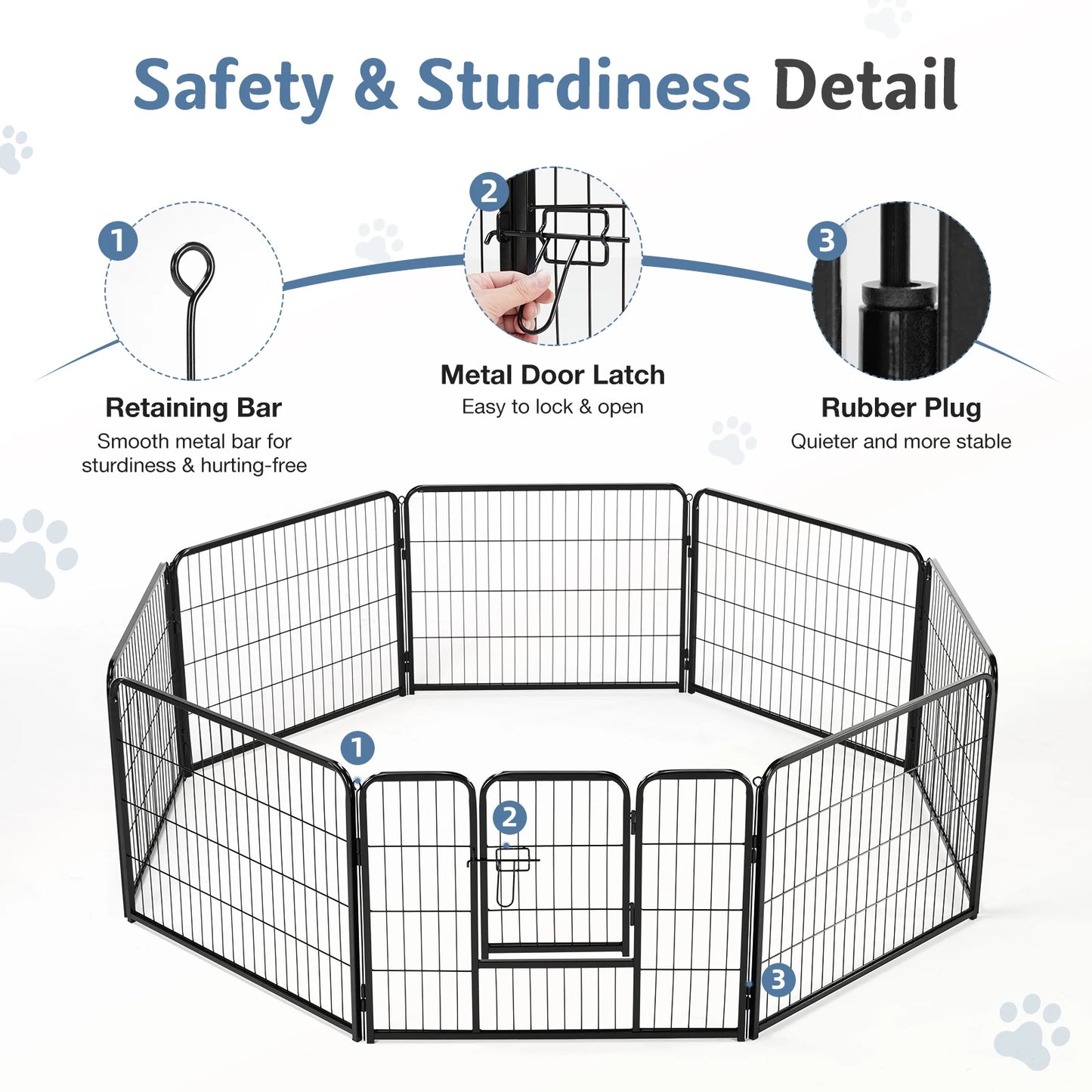 JHK Metal 8-Panel Dog Playpen For Indoor Outdoor Use