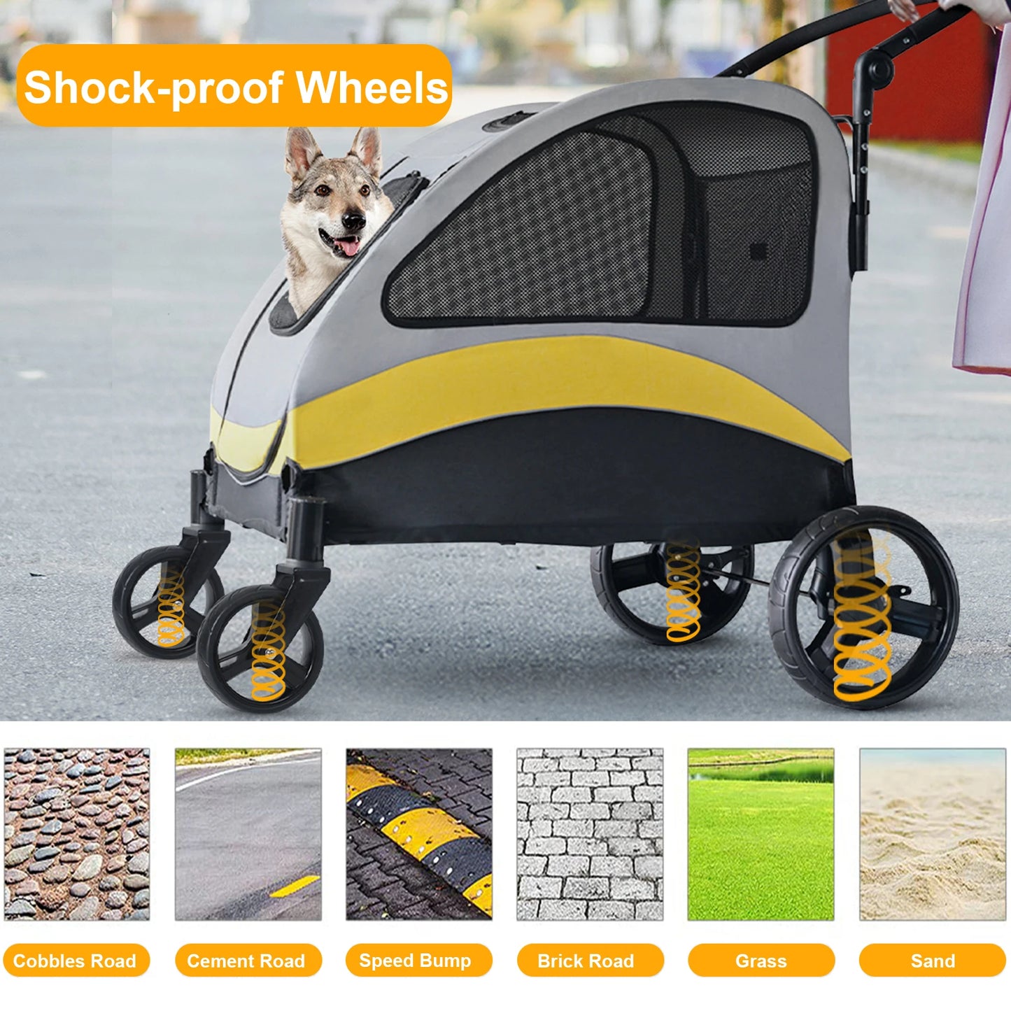 Portable Four Wheel Dog Stroller Foldable For Outdoor Travel