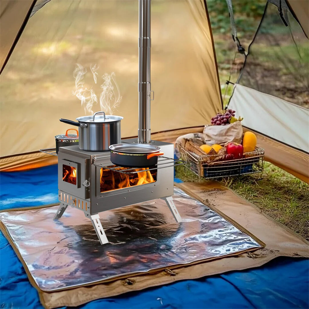Hot Tent Wood Burning Stove Portable With Stainless Chimney Pipes