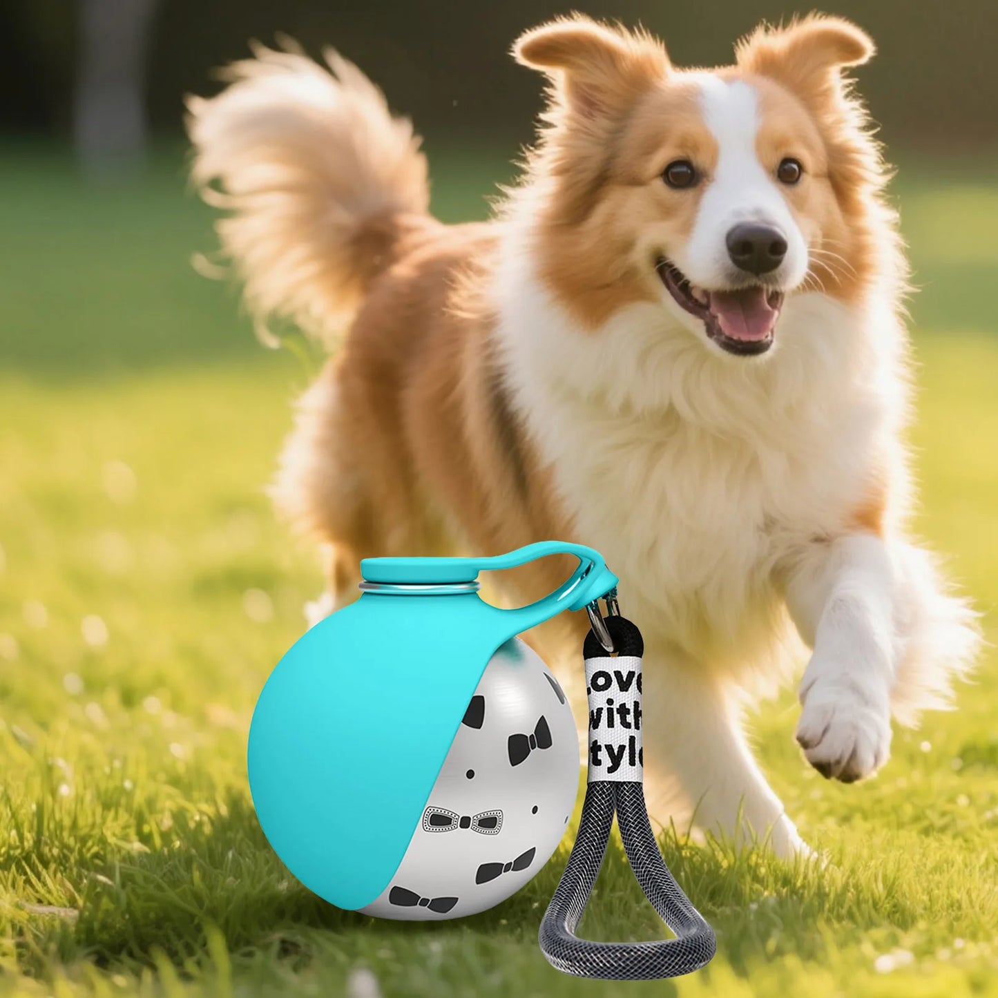 Portable Dog Water Bottle With Silicone Bowl No Spill