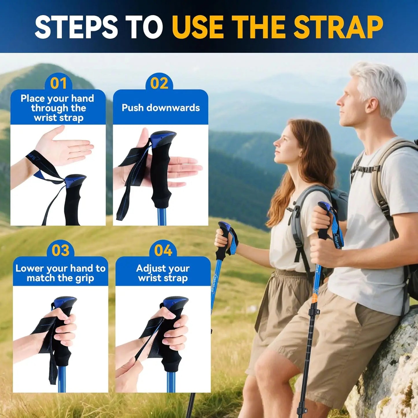 Trekking Poles For Hiking Collapsible Lightweight 2 Pack