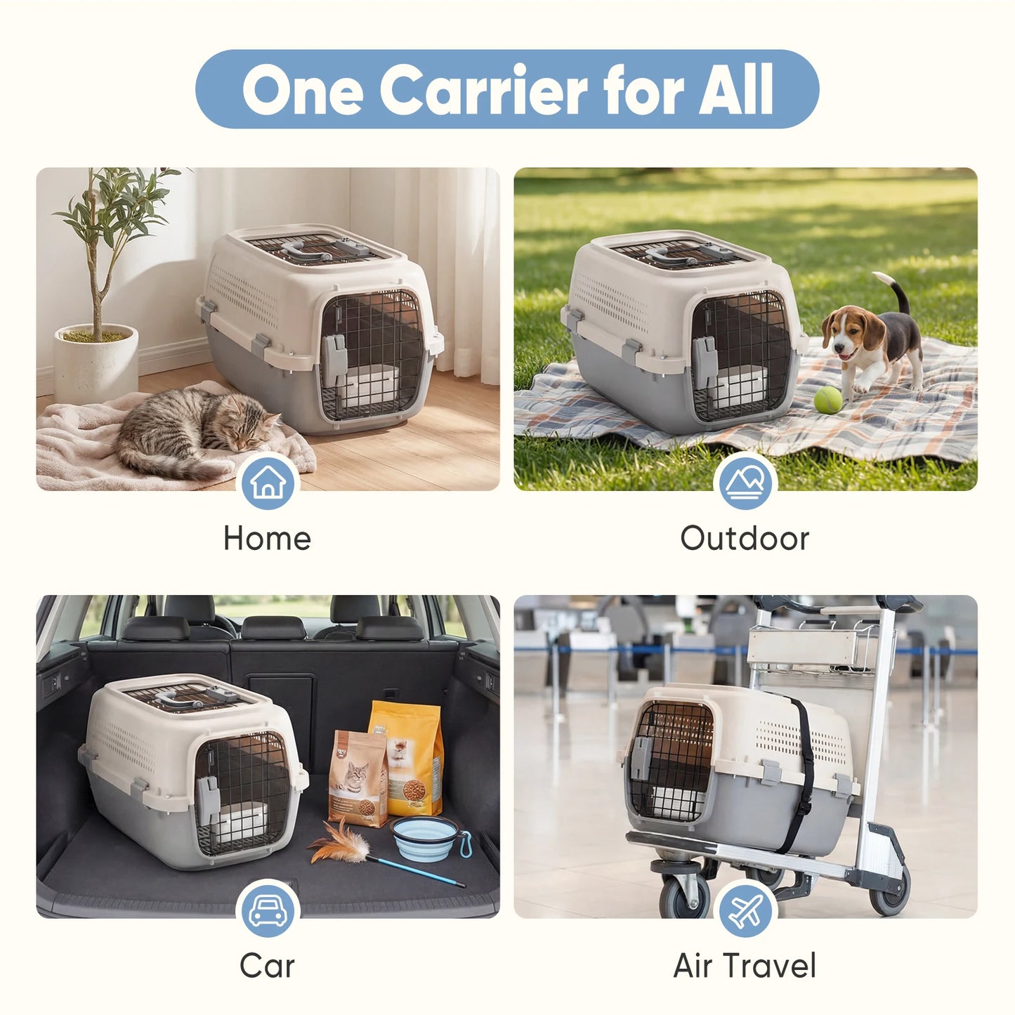 Pet Carrier For Small Dogs And Cats Front Top Load Wire Door Crate