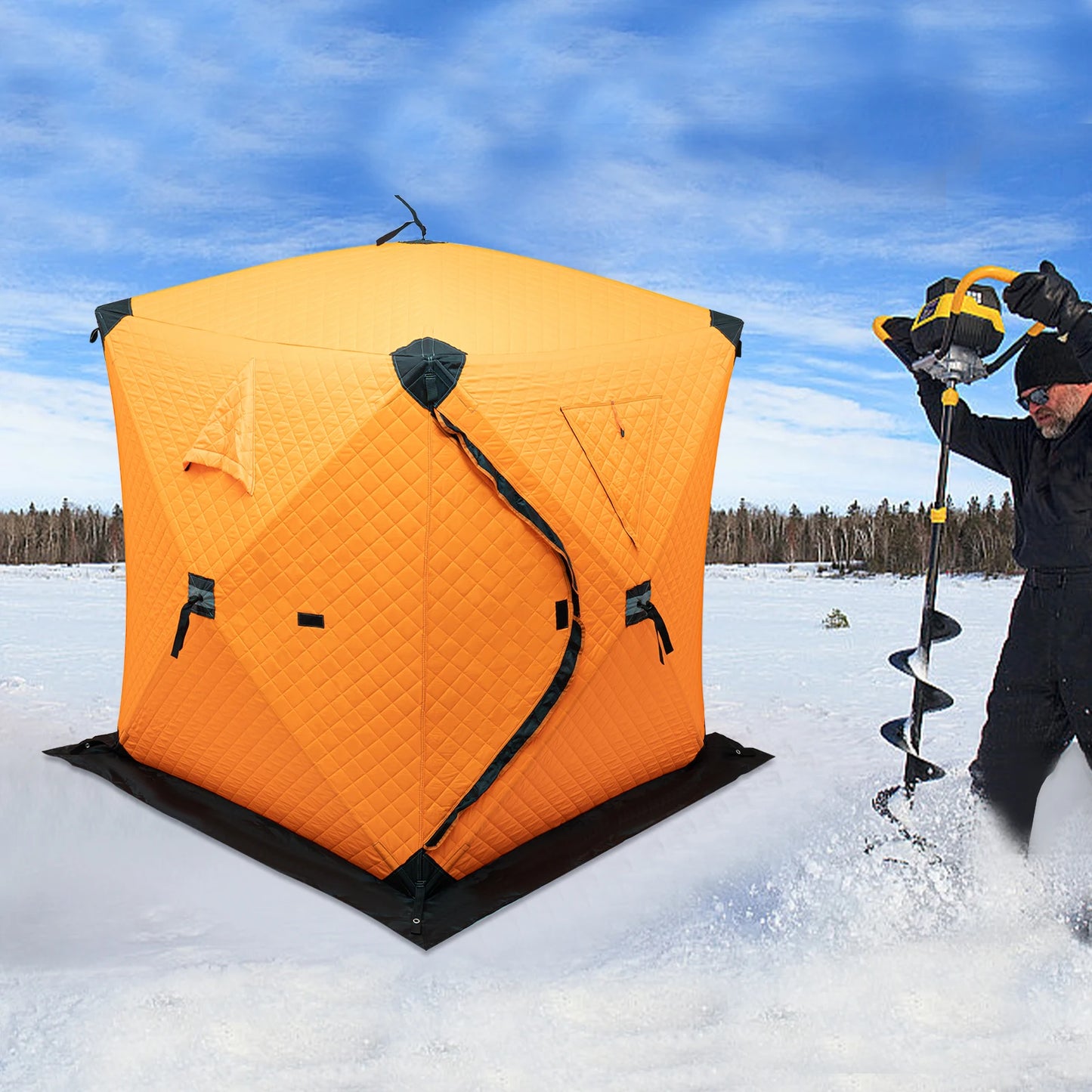 Bymaocar Ice Fishing Tent Outdoor Thermal Shelter Dual Zipper Windproof