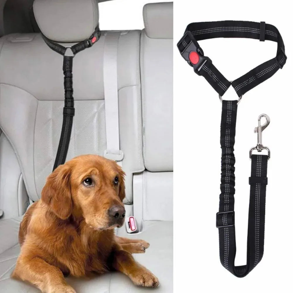 2-In-1 Dog Car Seat Belt Headrest Restraint Reflective