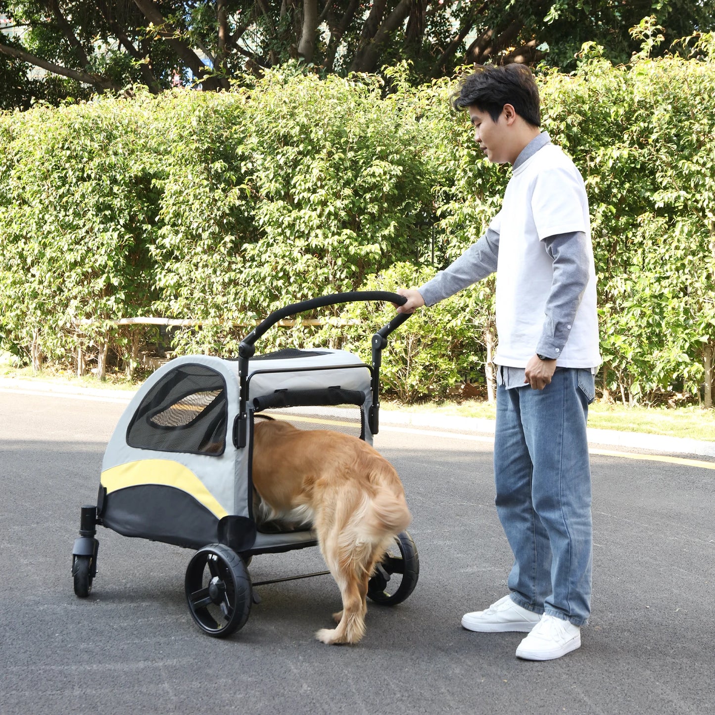 Portable Four Wheel Dog Stroller Foldable For Outdoor Travel