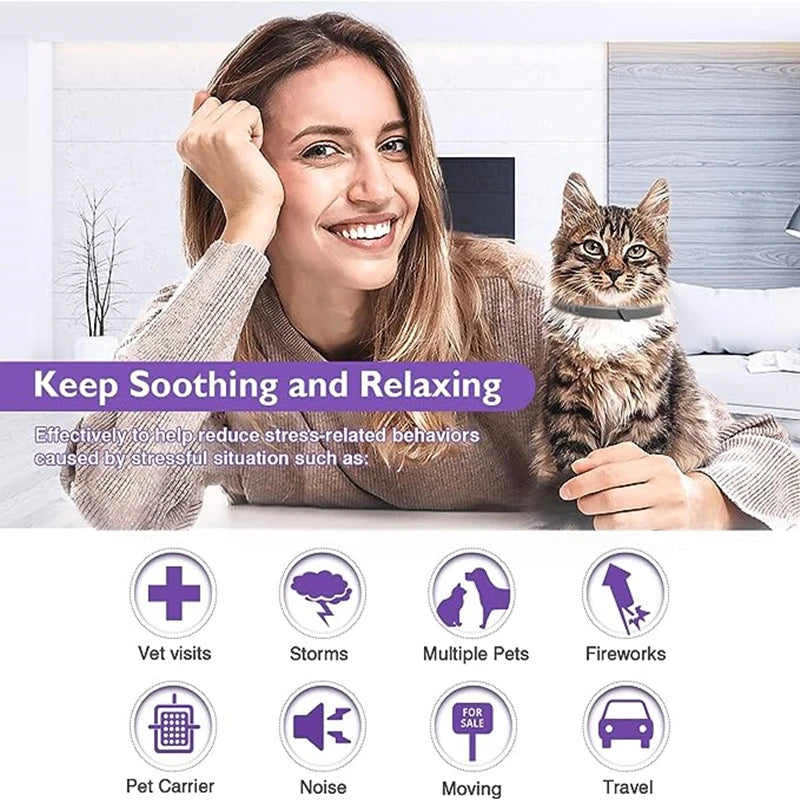 Dog Cat Calming Collar For Anxiety Relief Breakaway Quick Release