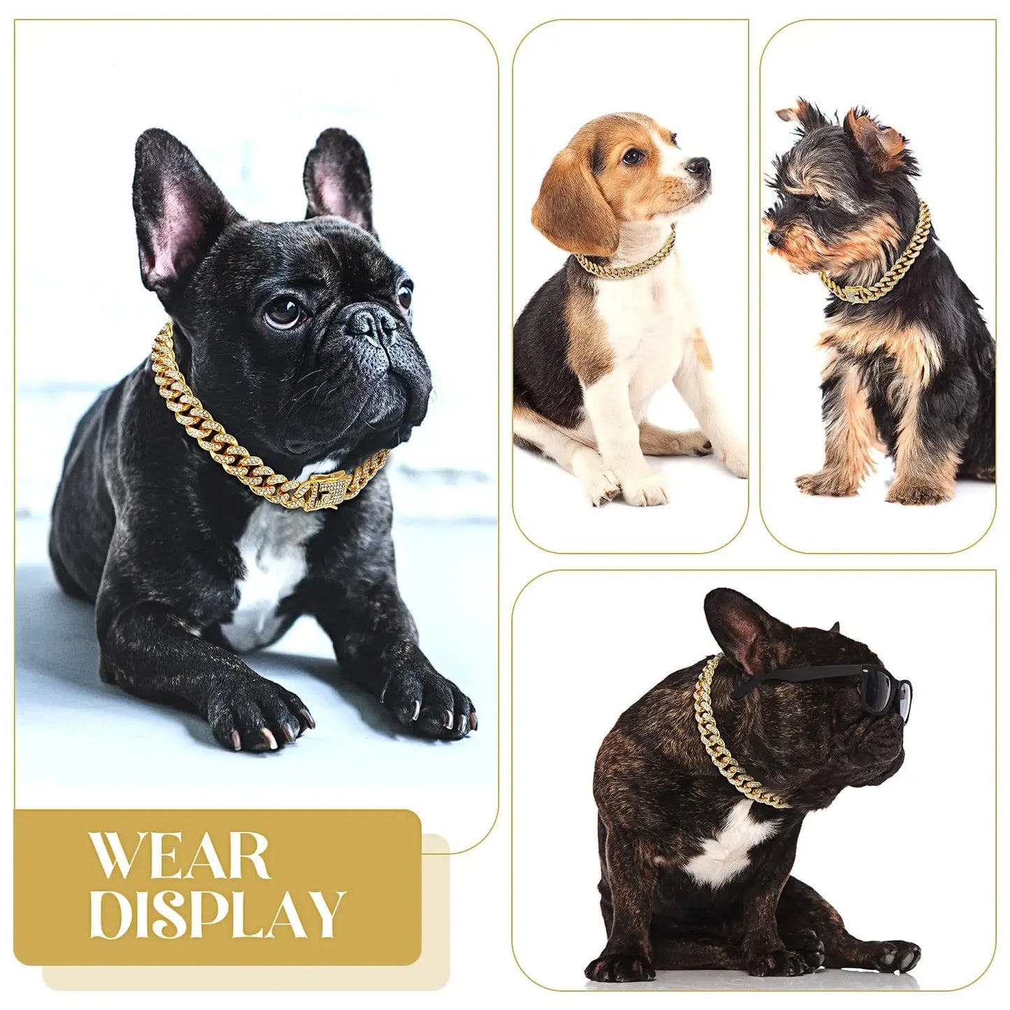 Diamond Cuban Collar For Dogs And Cats Stainless Steel Buckle
