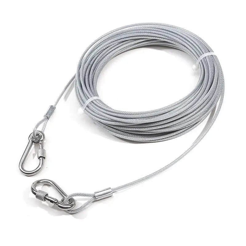 Double Headed Stainless Steel Dog Tie Out Cable Leash With Metal Buckle