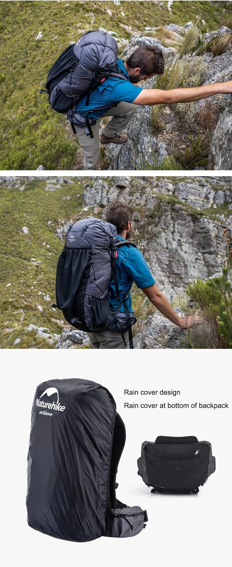 Naturehike Rock Outdoor Hiking Backpack With Rain Cover