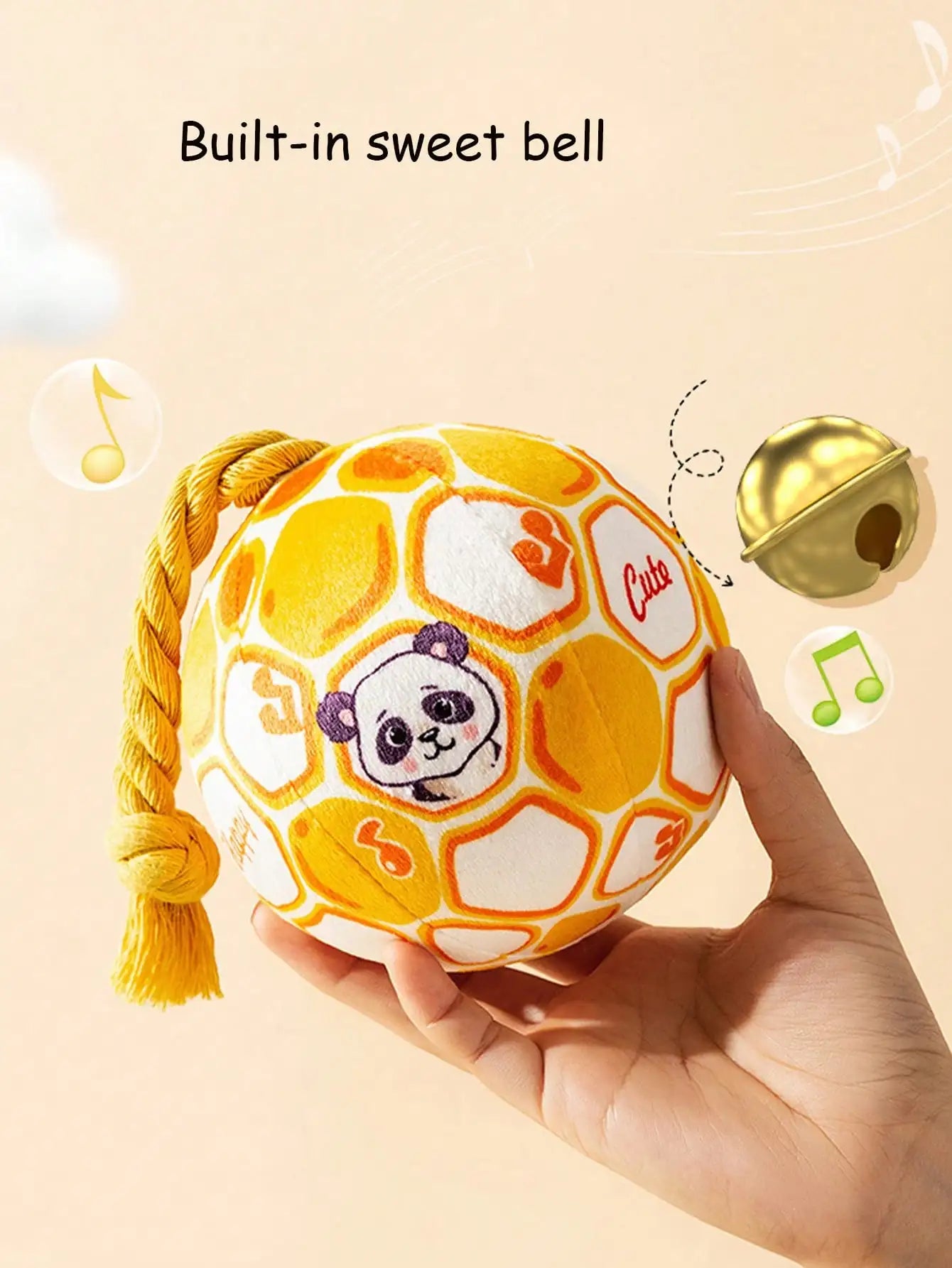 Cartoon Pattern Dog Toy Ball With Rope Squeaky Durable Interactive