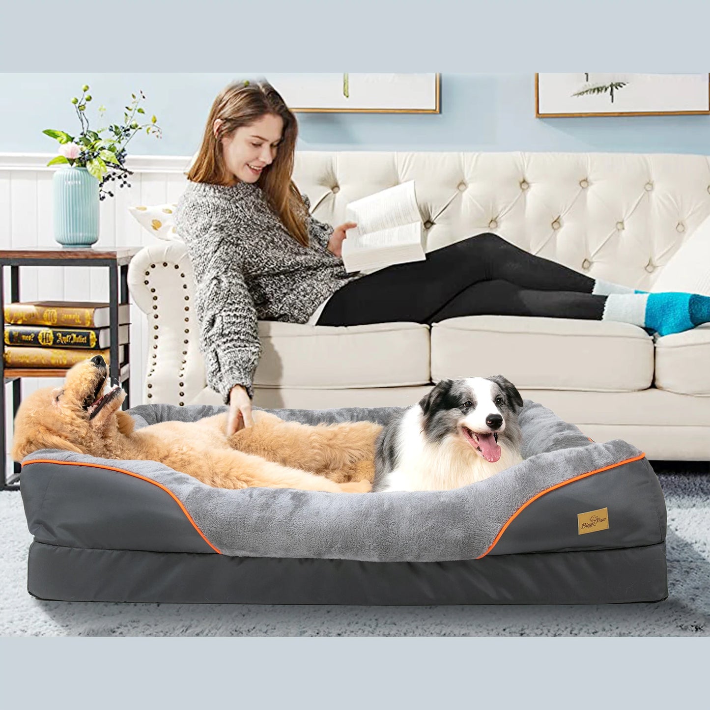BINGOPAW Dog Bed Soft Fleece Removable Washable Cover Waterproof