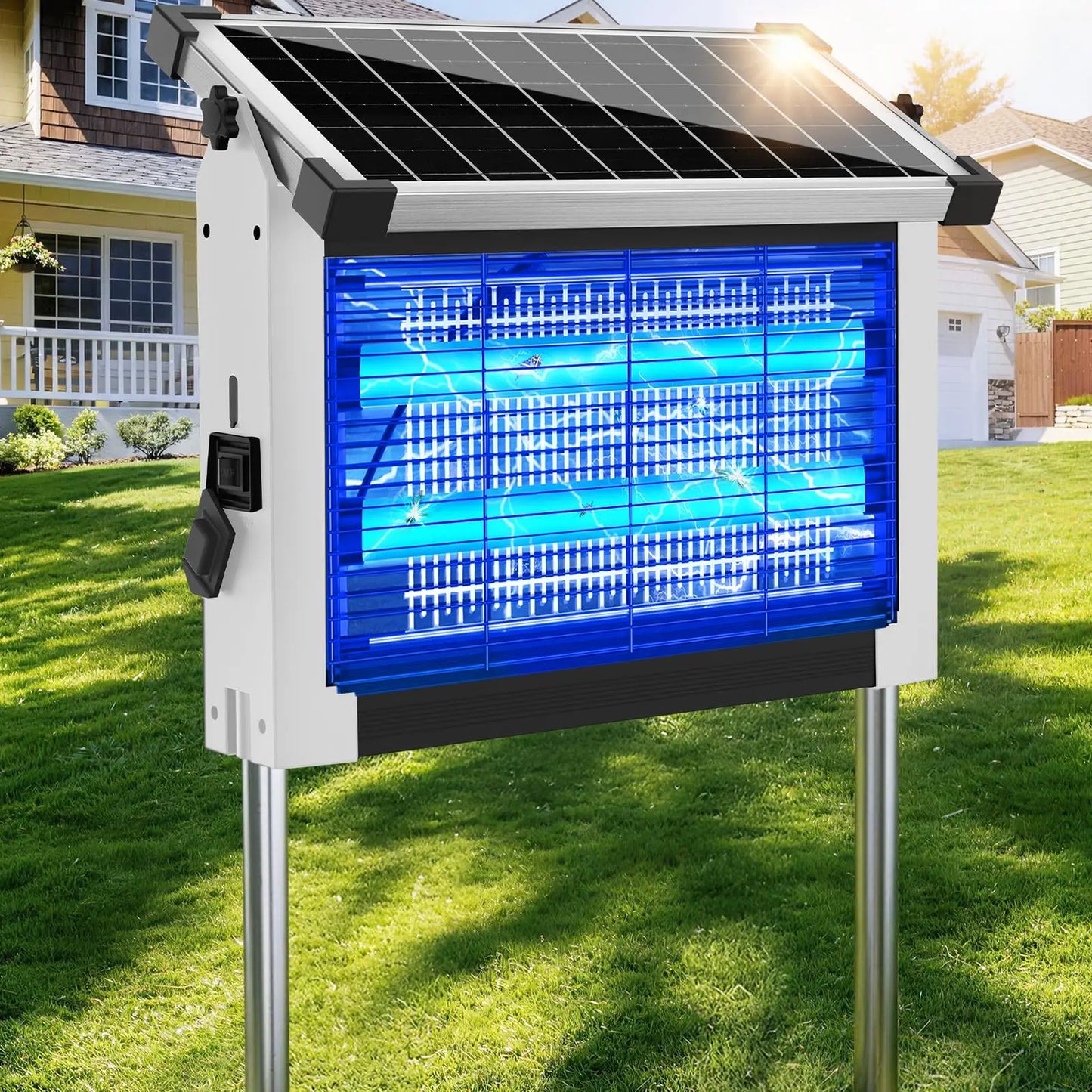 Solar Bug Zapper 4500V Outdoor Mosquito Zapper Waterproof Garden