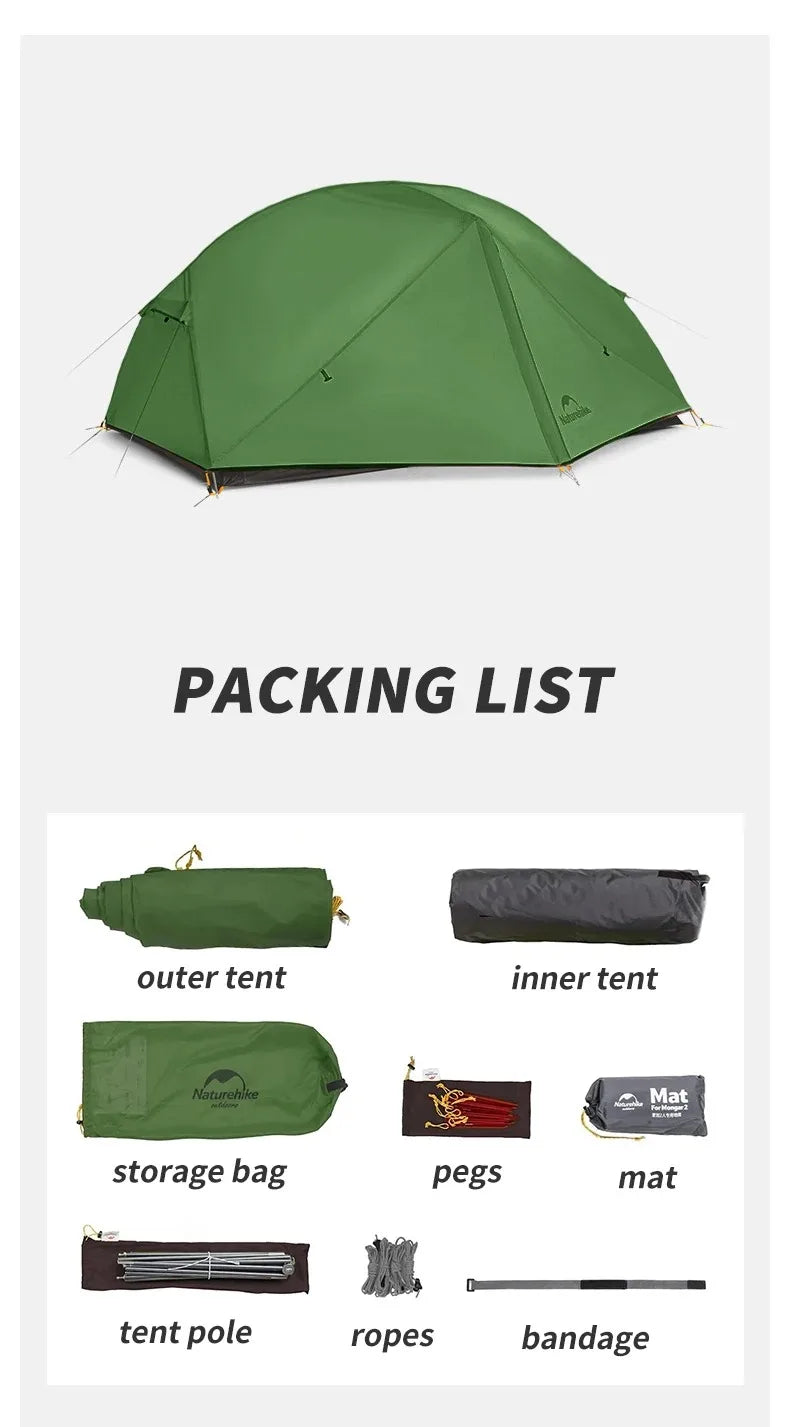 Naturehike Mongar Two Person Ultralight Camping Tent for Hiking
