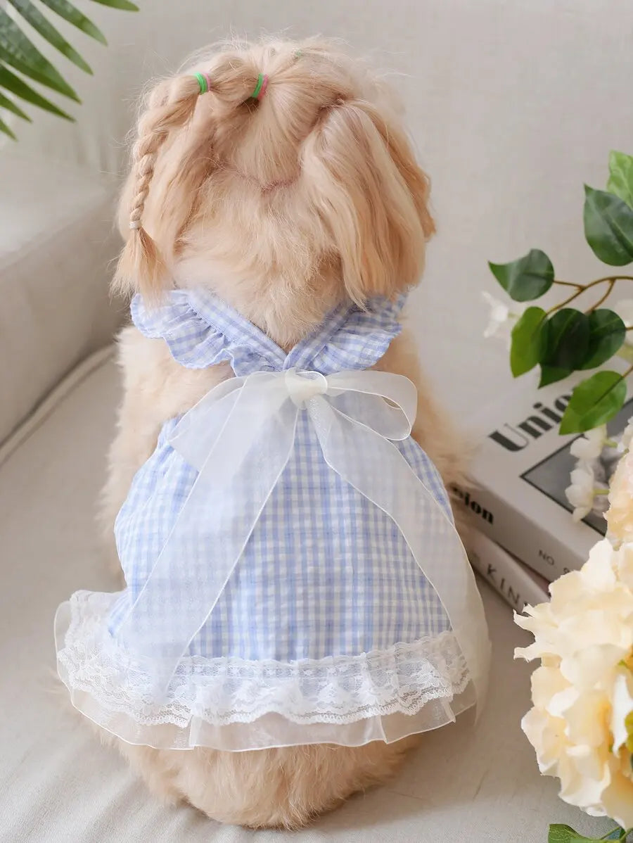 Valentines Day Heart Print Bow Decor Pet Dress For Dog