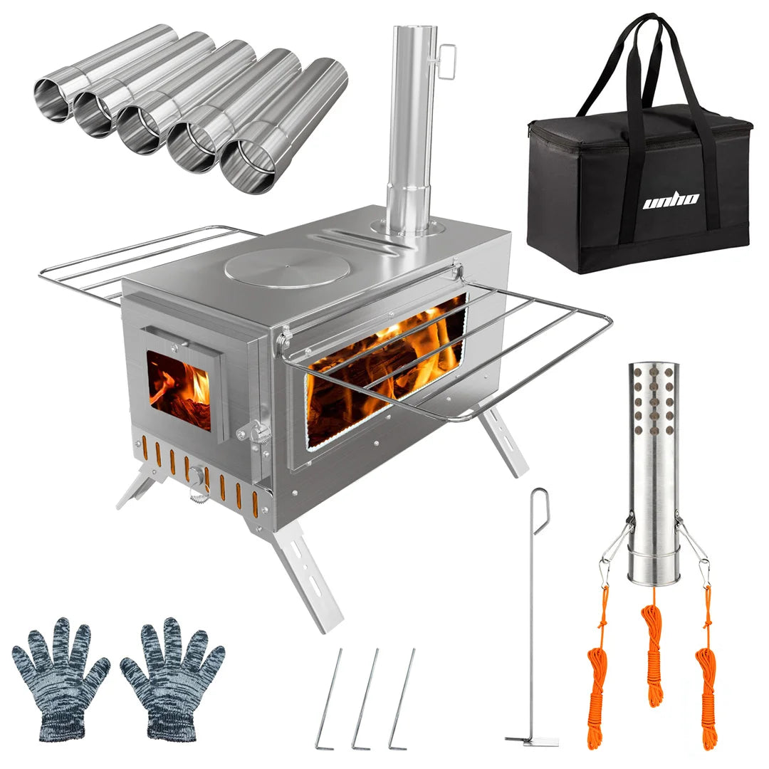Hot Tent Wood Burning Stove Portable With Stainless Chimney Pipes