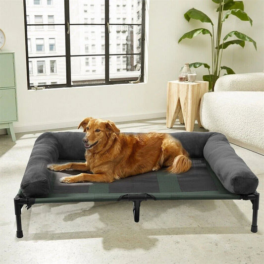 BORWART Outdoor Raised Dog Bed With Cooling Breathable Plush Mat - Paws and Pro's Outfitters