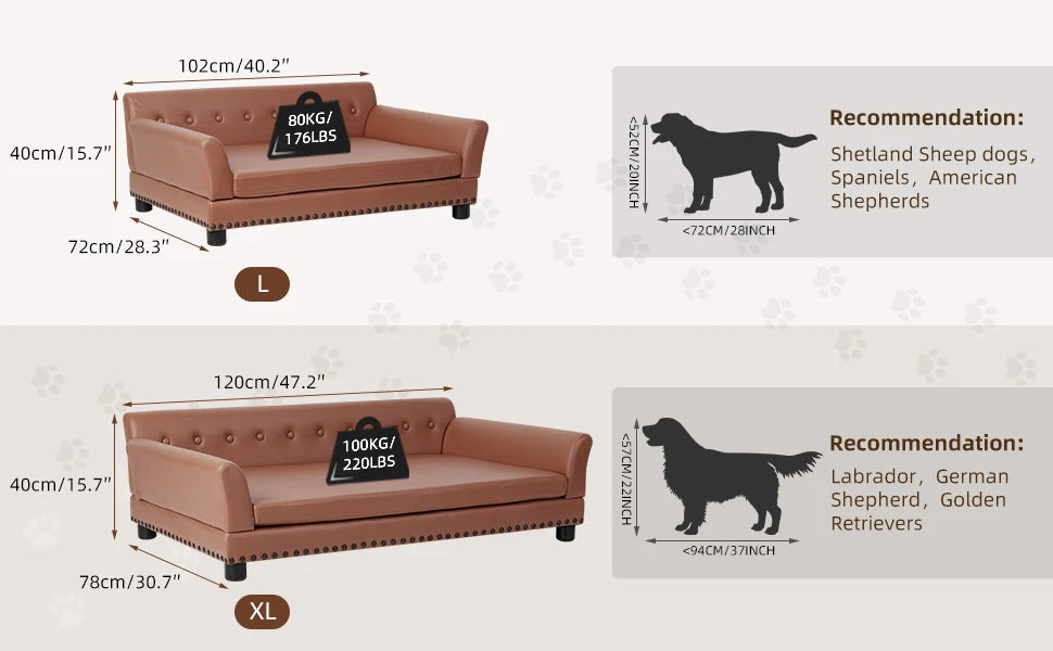 Borwart Luxury Heavy Duty Pet Sofa Bed With Removable Cover