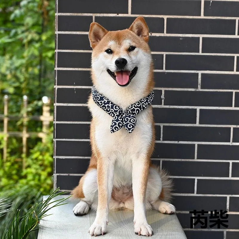 Soft Cotton Dog Bandana Washable Japanese Farmhouse Pet Collar Accessory
