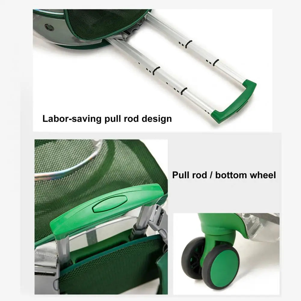 Pet Trolley Backpack With Clear Ventilation Holes And Silent Wheels