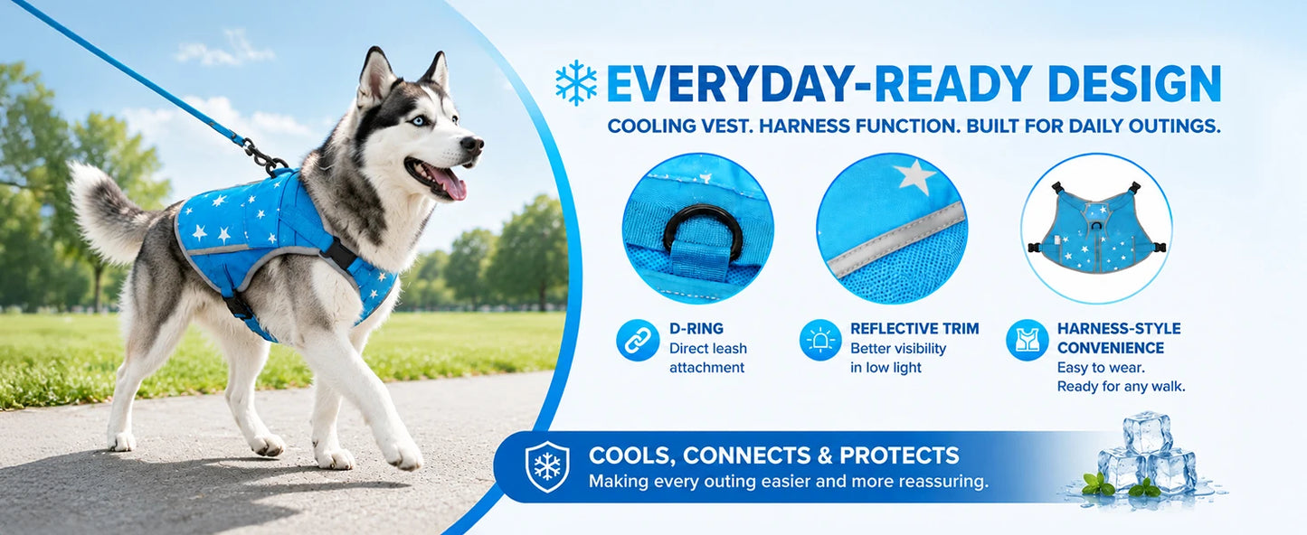 Pet Dog Cooling Vest Harness With Frozen Packs