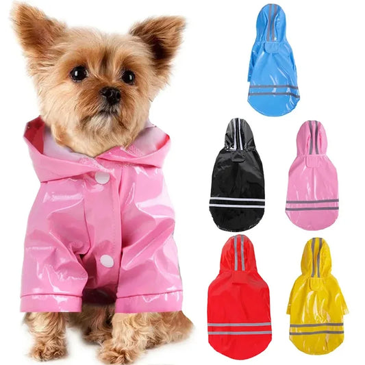 Waterproof PU Dog Raincoat With Hood For Pets