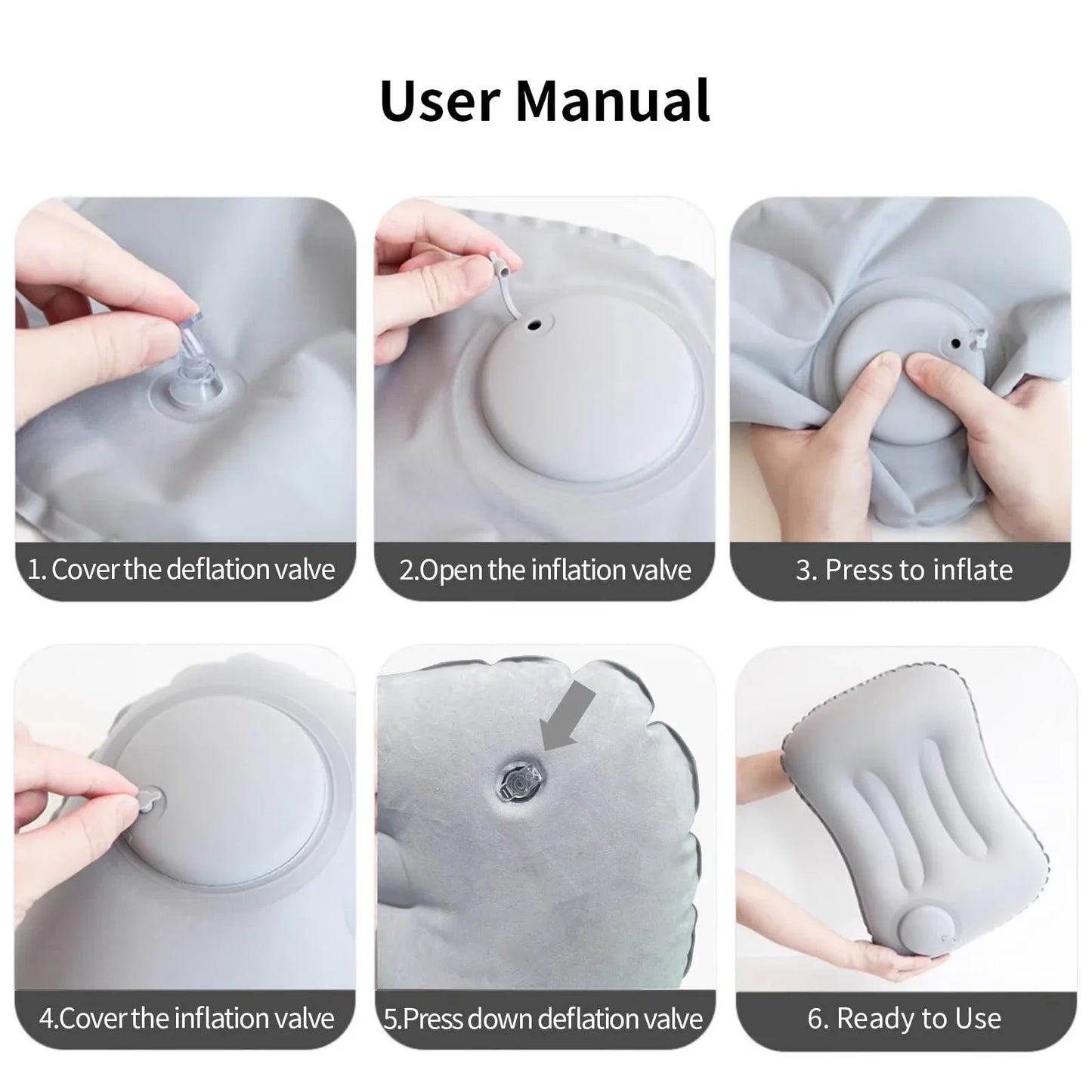 Portable Inflatable Pillow For Neck And Lumbar Support