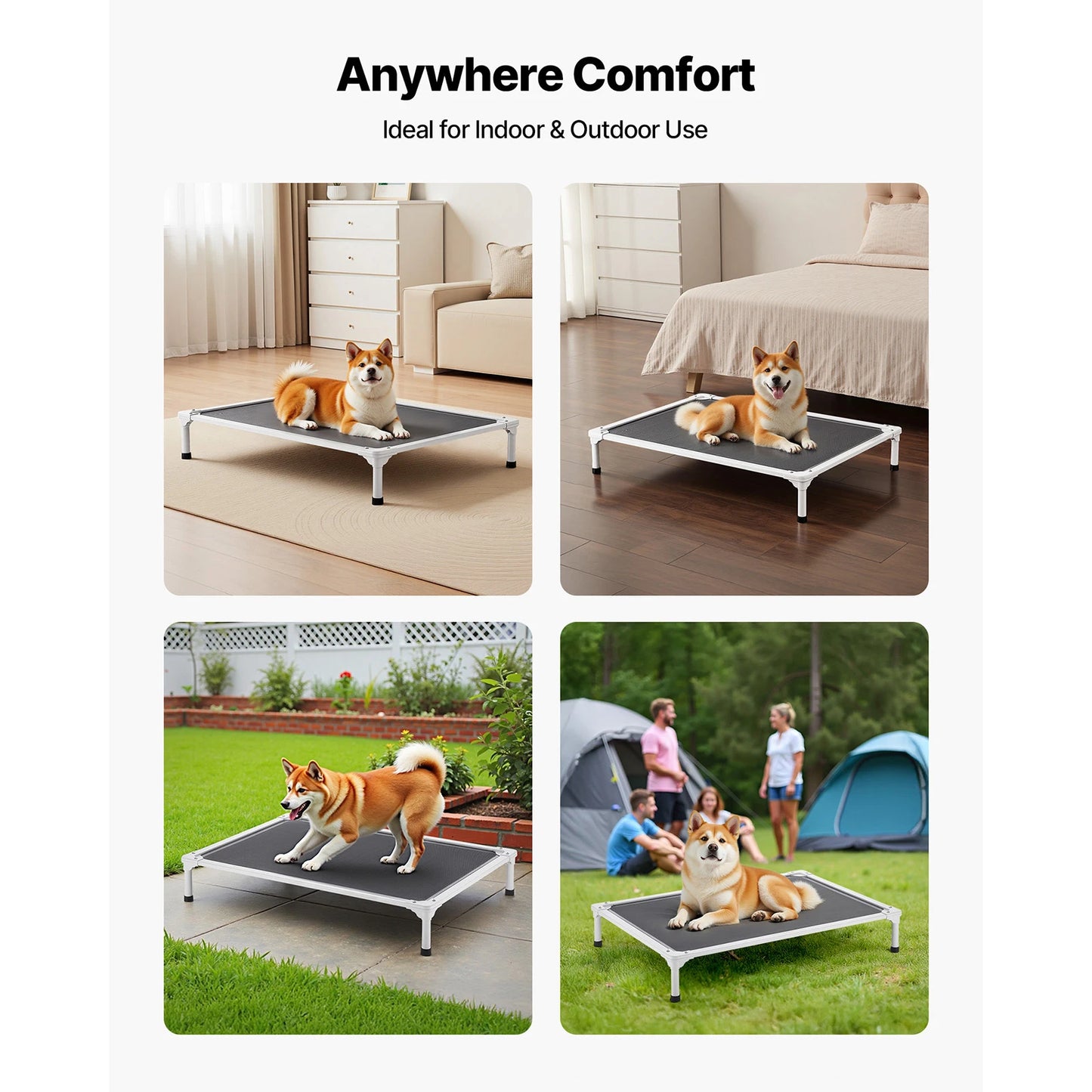 SucceBuy Elevated Dog Bed Portable Aluminum Frame Breathable Textilene Mesh