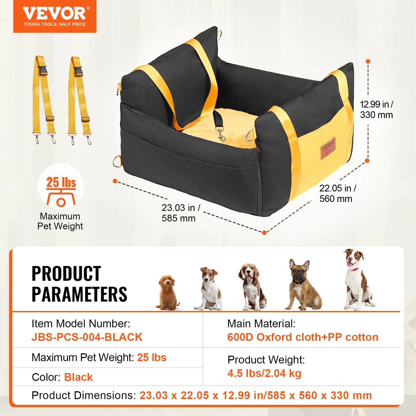 SucceBuy Dog Car Seat Waterproof Booster With ClipOn Leash