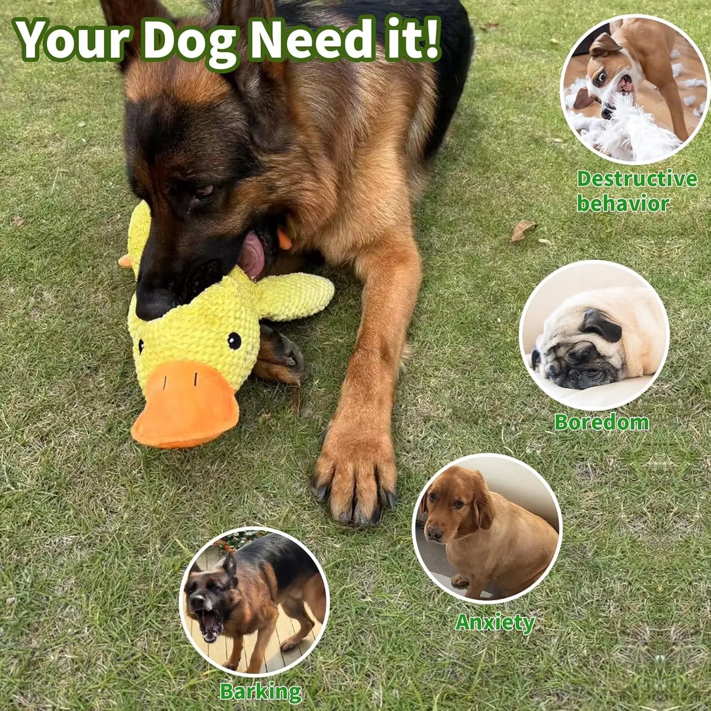 XMSJ Plush Duck Dog Toy With Quacking Sound