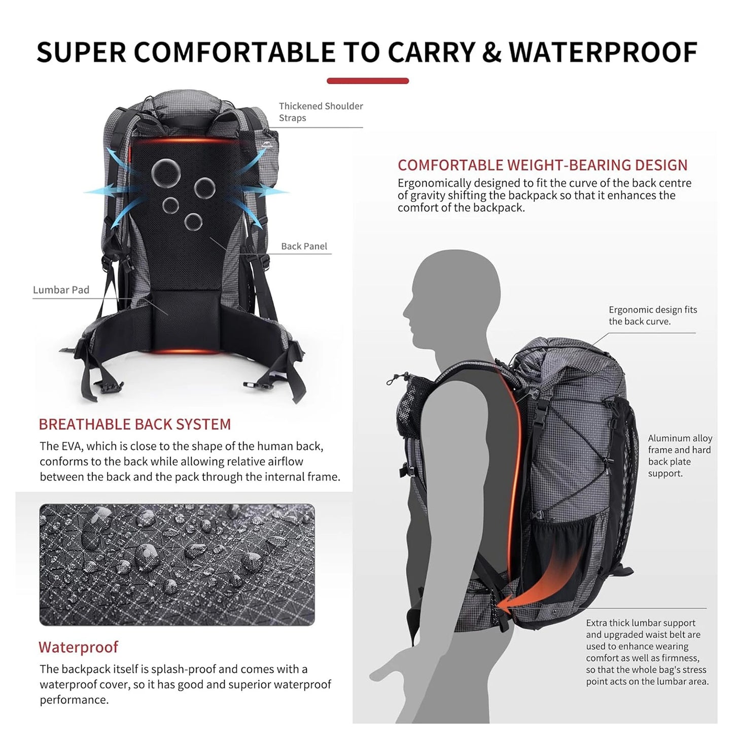 Naturehike Rock Outdoor Hiking Backpack With Rain Cover