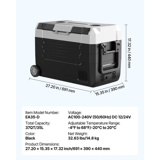 SucceBuy Portable Car Refrigerator With Wheels And App Control