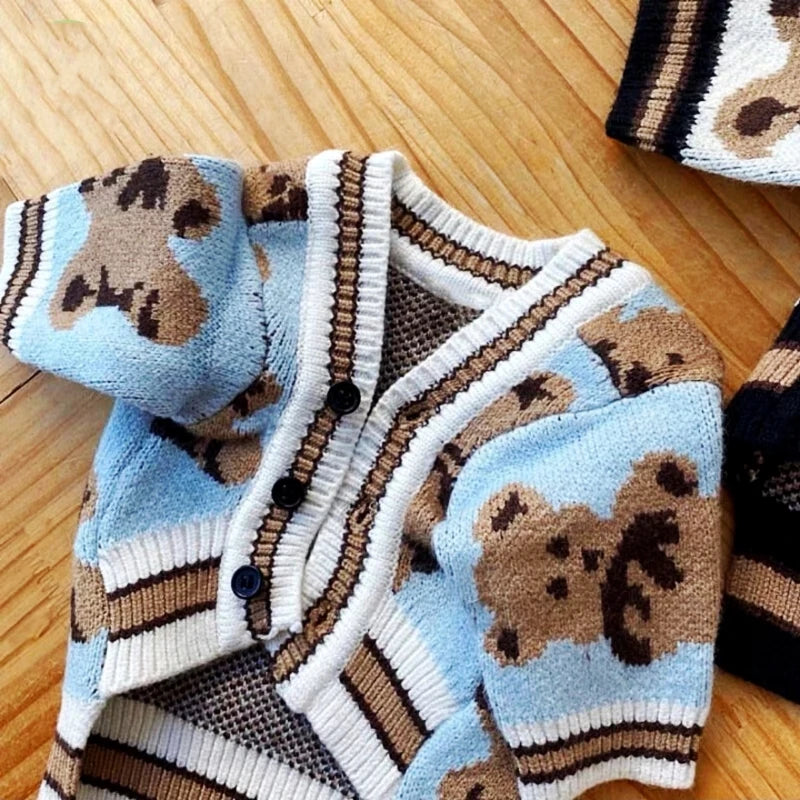 Striped Cotton Cardigan Sweater For Small Dogs And Kittens