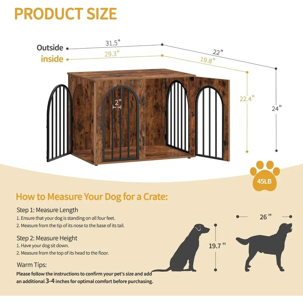 Wooden Dog Crate Indoor Kennel With Side Table Heavy Duty
