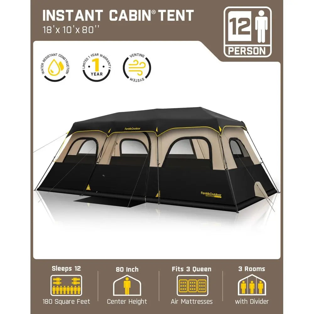 YTYIN Instant Cabin Tent For Large Groups, Fast Setup