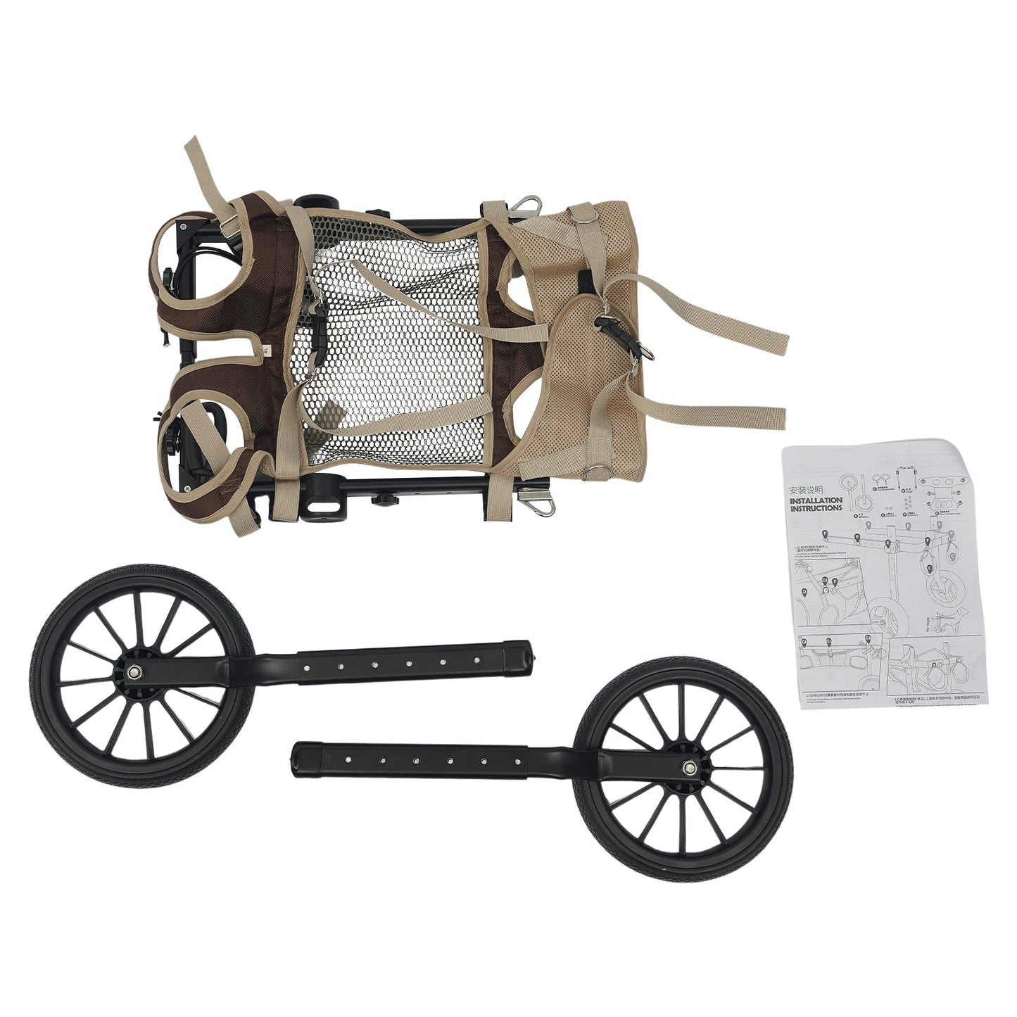 Adjustable Dog Wheelchair Hind Leg Walker Aluminum Alloy Pet Cart
