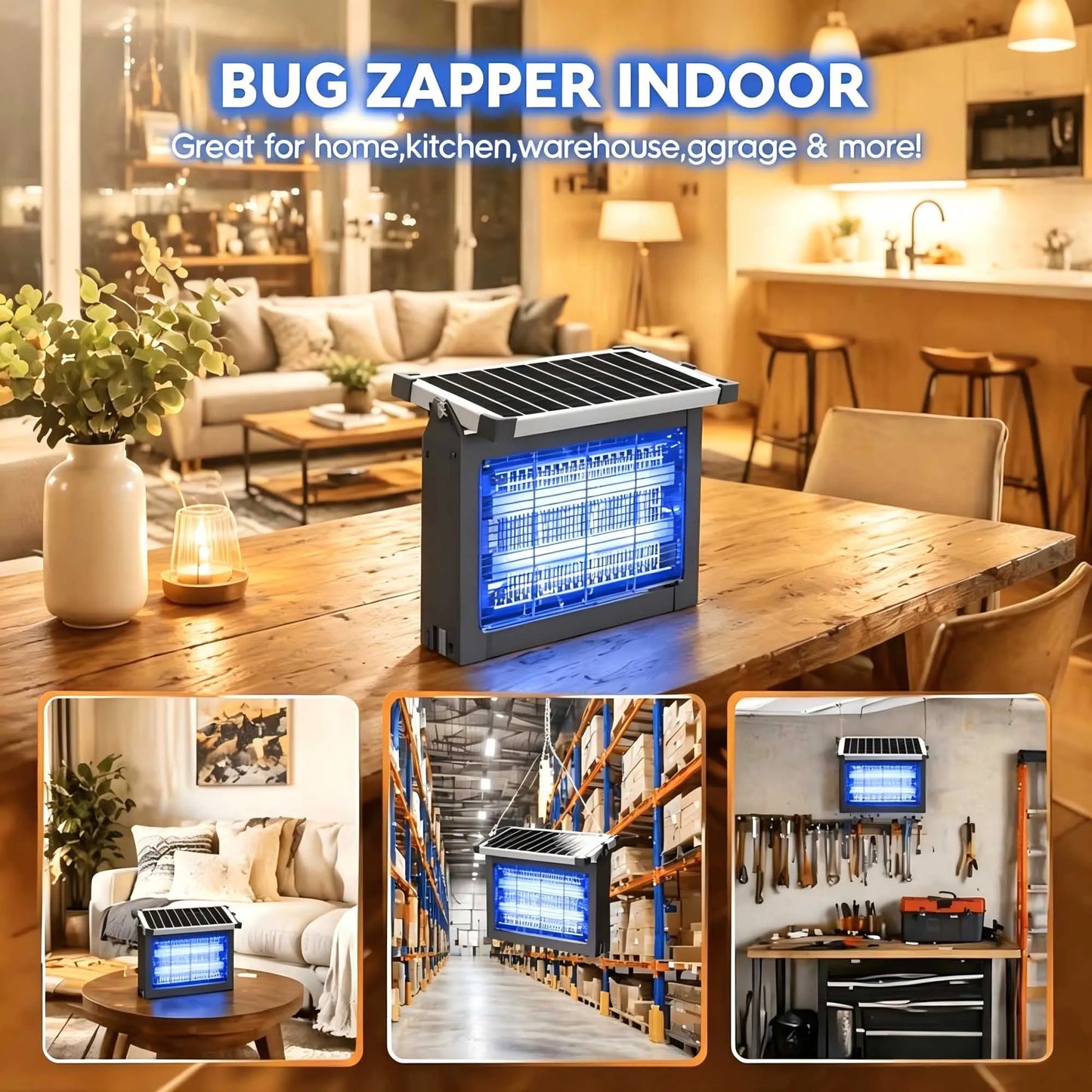 Solar Bug Zapper 4500V Outdoor Mosquito Zapper Waterproof Garden