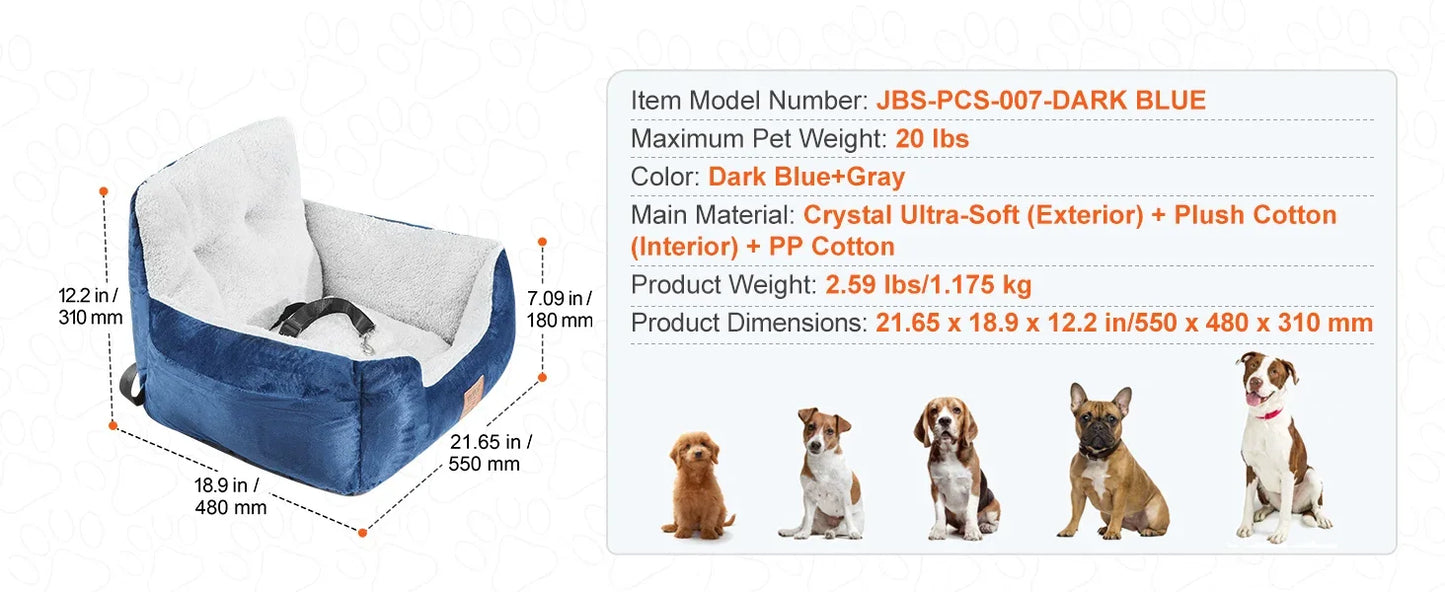 SucceBuy Dog Car Seat Waterproof Booster With ClipOn Leash