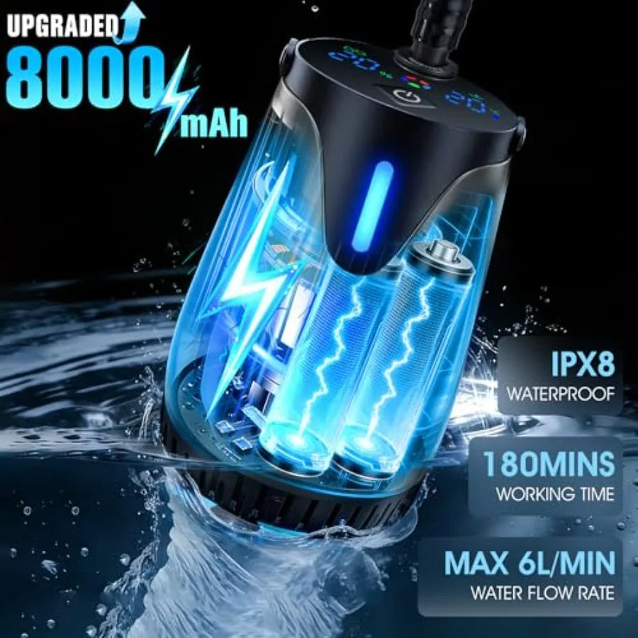 Rechargeable Portable Camping Shower With 8000mAh Battery