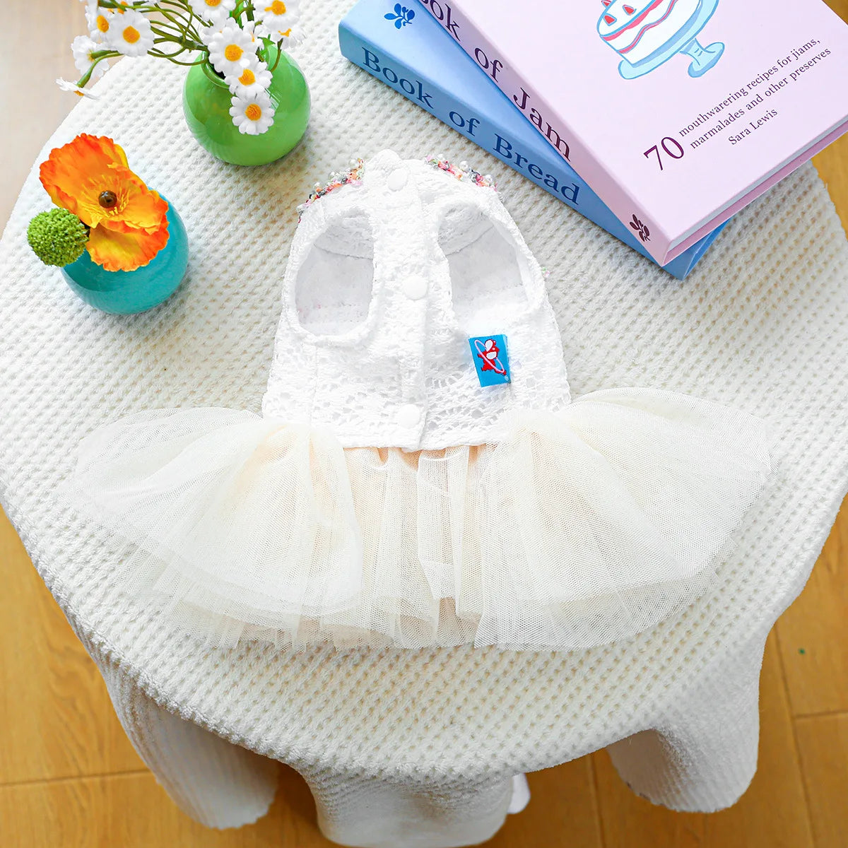 Dog Tutu Dress With 3D Flower Knot Bow For Celebration