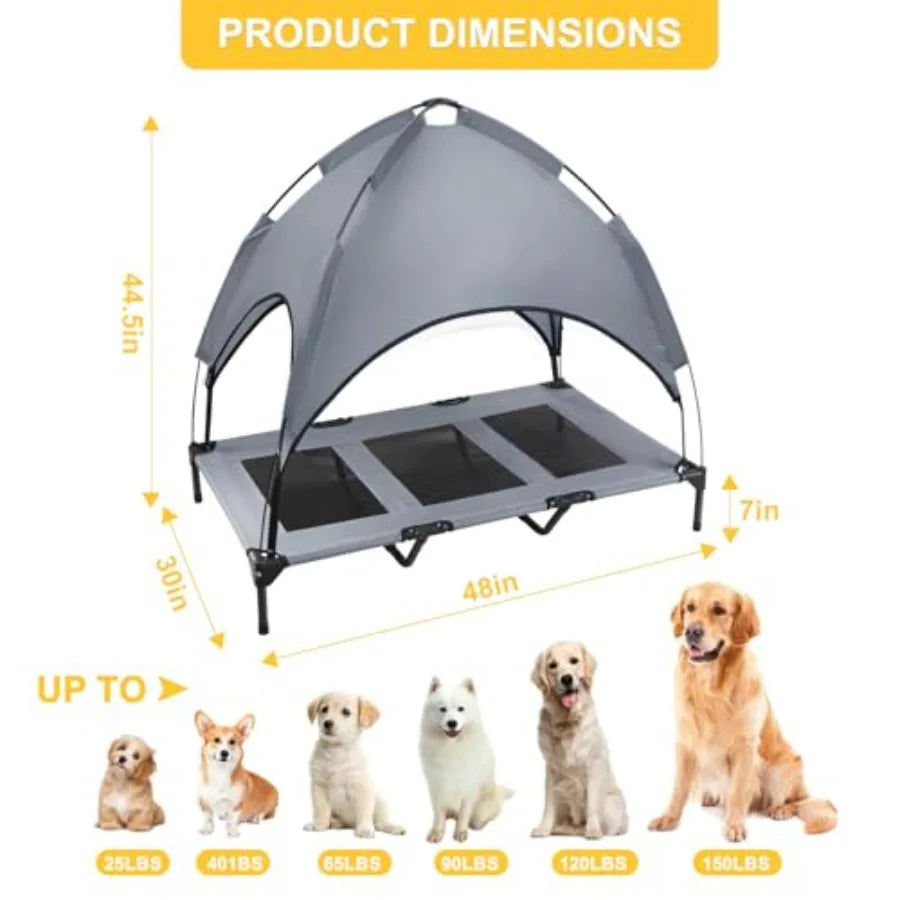 Elevated Dog Bed With Canopy Waterproof Outdoor Pet Cot Carry Bag