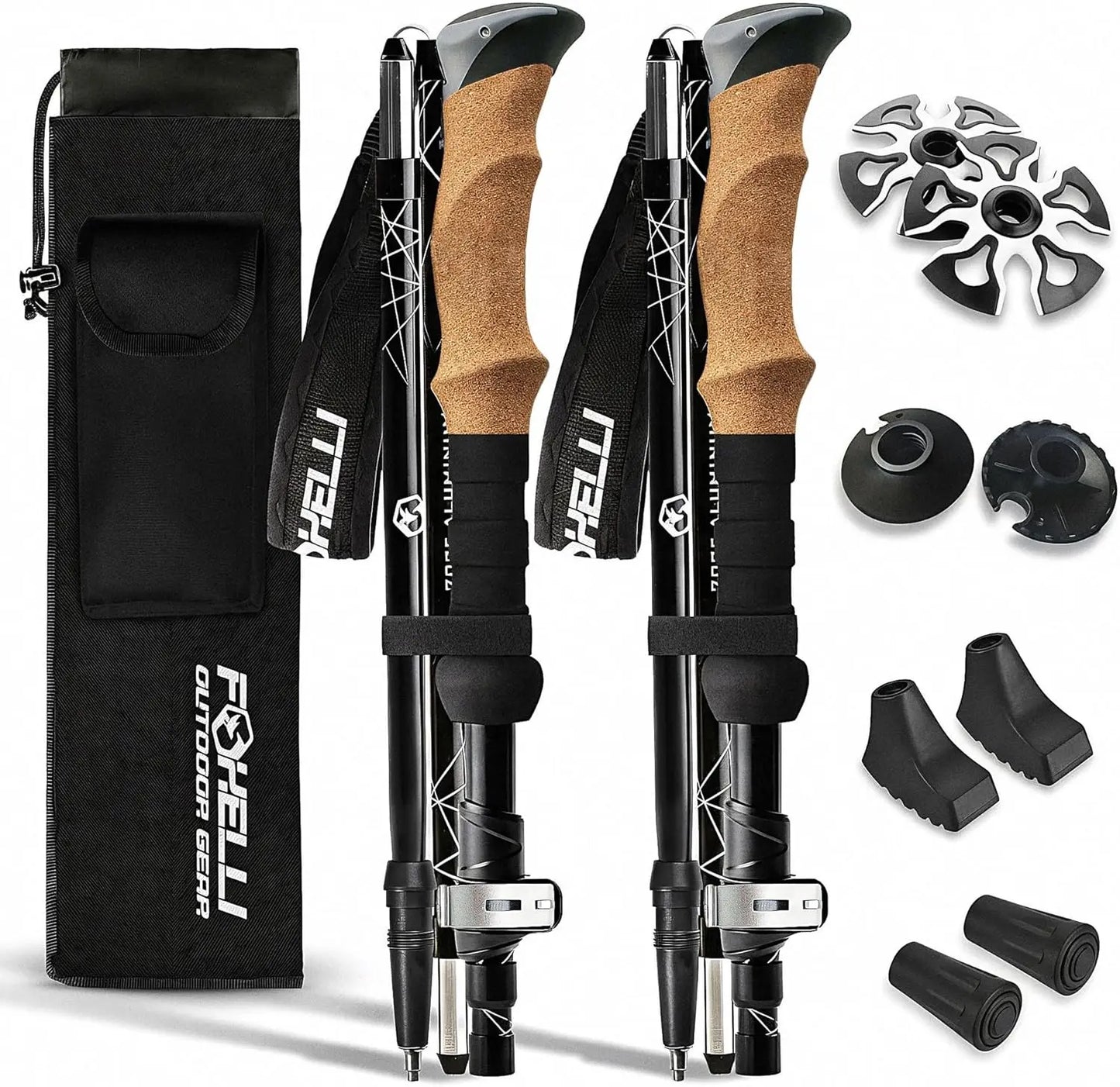 Lightweight Trekking Poles With Ergonomic Cork Grip And Quick Locks