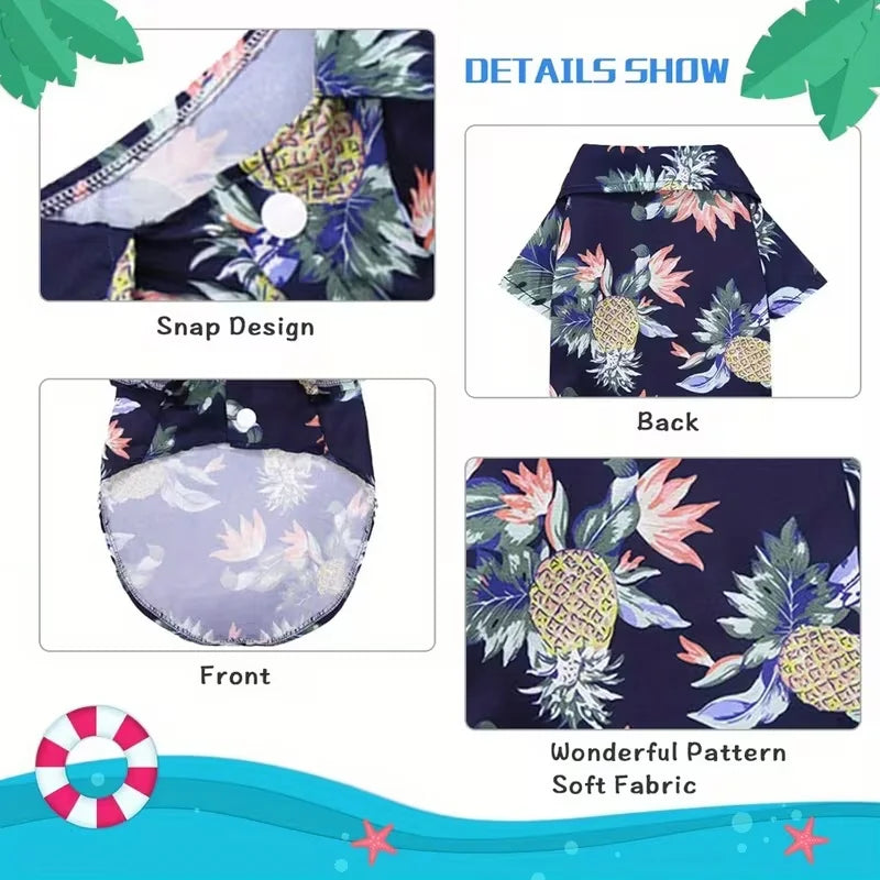 Hawaiian Style Summer Dog Shirt For Small And Medium Dogs
