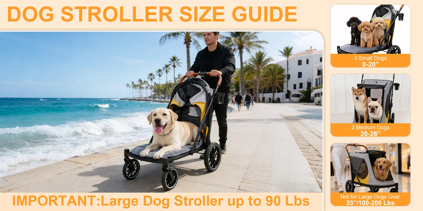 Foldable Pet Stroller for Dogs and Cats Travel in Comfort